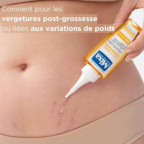 Mixa - Huile Anti-Vergetures - 30% d’Omégas 6 & 9 - Réduit la Couleur, la Texture et l’Épaisseur des Vergetures Post-Grossesse ou Variations de Poids et de Taille - 100 ml - Image 5