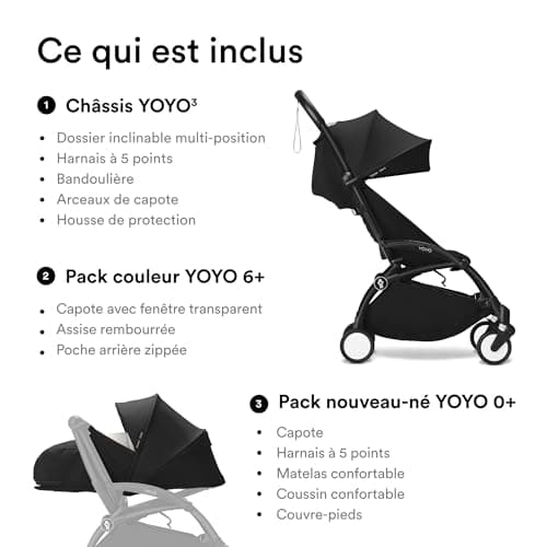 Stokke YOYO3 Stroller with Newborn Pack and 6+ Colour Pack - Includes Frame, YOYO 6+ Color Pack and Newborn 0+ Pack Black - Image 7