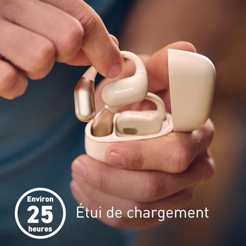 Panasonic RB-F10DE-C Écouteurs Oreilles Libres sans Fil, Écouteurs Bluetooth avec Microphone ENC, 25 Heures d'Autonomie, Bluetooth 5.4, IPX4, Commandes Tactiles, Beige - Image 3
