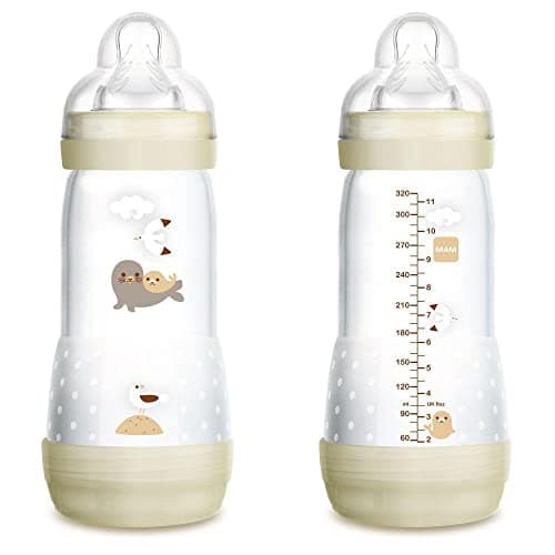 MAM A154 Colours of Nature Collection Anti-Colic Bottle, Matte Surface, Patented Anti-Colic Bottle, SkinsoftTM Ultra-Soft Silicone Teat 3 for Babies from 4 Months, 320 ml, Neutral - Image 2