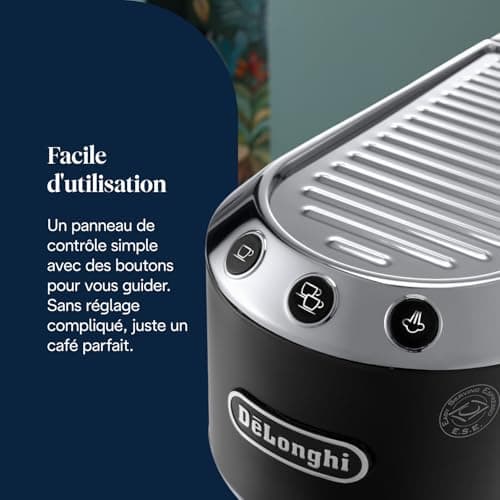 De’Longhi Dedica Style - Perfetto Machine à Expresso Compacte, Mousseur de Lait Manuel pour Expresso et Cappuccino, Compatible Dosettes ESE, Panneau de Commande à Boutons, Largeur 15cm, Noir(EC685.BK) - Image 7