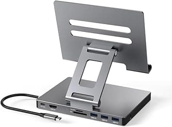 iPad Pro USB C Hub Stand, Adapter for iPad Pro M5 M3 M4 13 12.9 11 Inch iPad Air Docking Station 4K 60Hz HDMI, PD, SD/TF Card Reader, 3 USB 3.0, 3.5mm Audio, iPad Accessories Samsung Tablet Dock