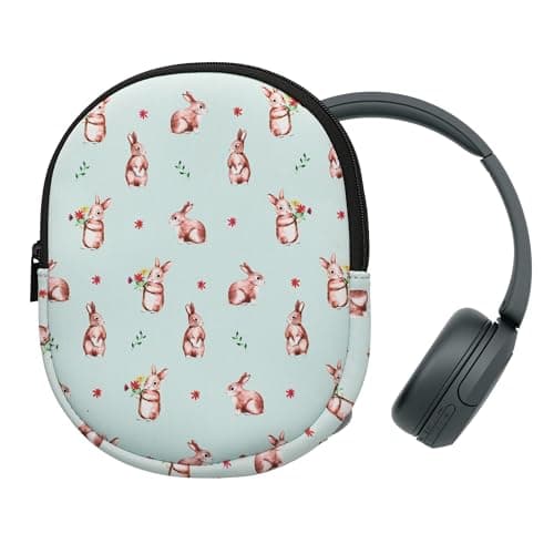 kwmobile Case Compatible with Sony WH-CH520 / WH-CH510 / MDR-ZX110 Soft Neoprene Protective Case for Headphones 21.5 x 16 cm White / Brown / Green Grey - Image 2