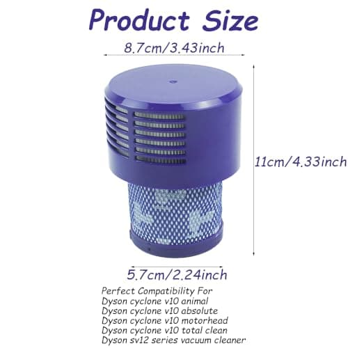2Pcs Replacement V10 Filters for Dyson V10 Cyclone Series, V10 Absolute, V10 Animal, V10 Total Clean, SV12 - Image 3