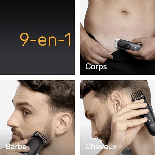 Braun Tondeuse Tout-En-Un Series 5, 9-En-1, Lame Ultra Affûtée, 120 Min D’autonomie, Protection SkinGuard Pour Le Corps, Coupe Précise Et Efficace, Manche AquaGrip Pratique Sous L'eau, AIO5545, Gris - Image 4