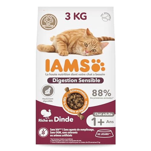 IAMS Sensitive Digestion Dry Food for Cats with Turkey - Dry Food for Cats with Sensitive Stomach from 1 year old, 3 kg - Image 3