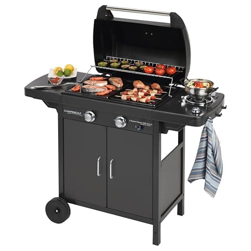 Campingaz 2 Series Classic EXS Vario Gas Barbecue with 2 Burners, 7.5 kW Power, Cast Iron Grill and Plate, 1 Side Table, 10 Litre, Black/Grey - Image 4