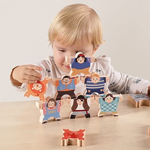 TUMAMA Stick and Stack Jeux en Bois Blocs d'Équilibre, Stick et Stack Jeu d'Empilage de Puzzles pour Enfants, Hercule Les Anime Educatif Montessori Jouet Balancier 3 4 5 6 Ans Garçons Filles (12pcs) - Image 5