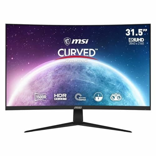 MSI G321CUV Curved 31.5" UHD Gaming Monitor - VA Panel 1500R, 3840x2160, 60Hz/4ms, 16:9, Adaptive-Sync - DisplayPort 1.2a, HDMI 2.0b - Image 2