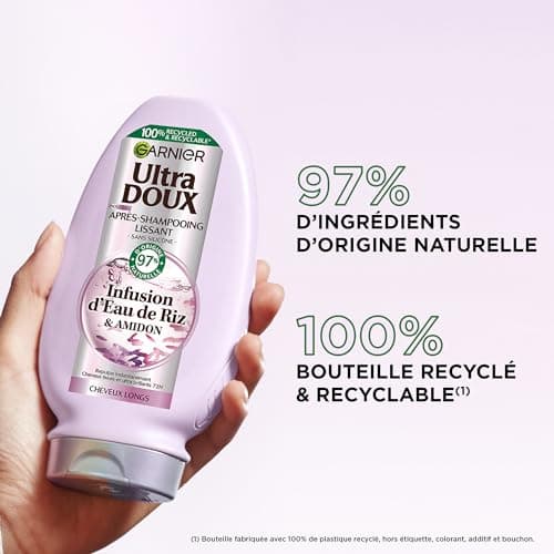 Garnier Ultra Doux - Après-Shampooing Lissant Douceur & Brillance à l'Infusion d'Eau de Riz - Cheveux Rebelles et Indisciplinés - 200 ml - Image 5