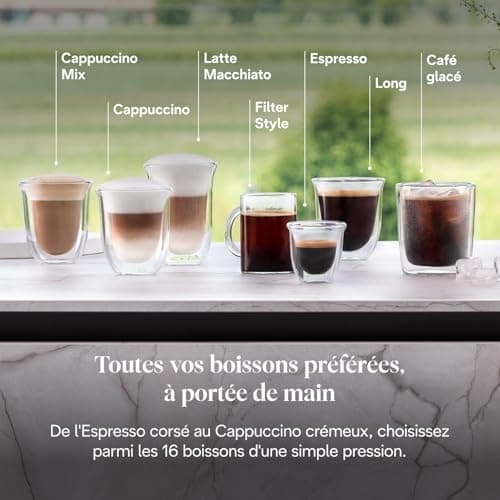 De’Longhi Rivelia - Perfetto Machine à Café Automatique avec LatteCrema Mousseur à Lait Automatique, 16 Boissons Enregistrées, Écran Tactile Couleurs, Conteneurs Interchangeables, Gris (EXAM440.55.G) - Image 7