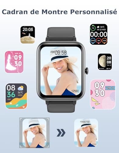 GRV Smart Watch Men Women Call Bluetooth Sport Smartwatch Compatible with Samsung Huawei Xiaomi Android iOS Pedometer Watch Heart Rate Monitor Waterproof IP68 Notification Stopwatch Black - Image 7