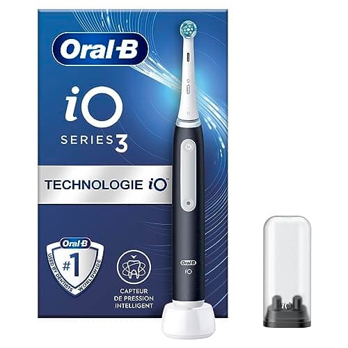 Oral-B iO 3 Brosse A Dents Electrique Noire, Pour Adultes, Modes De Nettoyage Avec Blancheur, Doux Pour Les Gencives, Capteur De Pression, Brossette Oral B De Rechange, Chargeur, Porte-Brossettes - Image 3