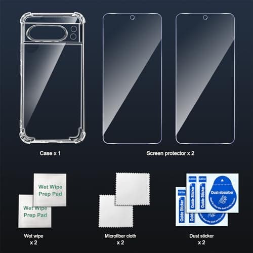 3 in 1 Tempered Glass and Case for Google Pixel 8 Pro, [Built-in Air Cushion] Anti-Yellowing Soft TPU Bumper Case Cover Protection for Pixel 8 Pro, Transparent - Image 7