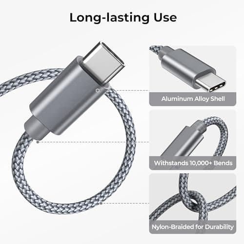 BASESAILOR iPhone 16 15 Pro Charger Cable (A-to-C+C-to-C), USB Type C 1M 2-Pack, Nylon Charging Cord for iPad 10 11 12.9 Air 4 5 2024 Mini 6 7 2022 2021, Samsung Galaxy S25 S24 S23 A54 A55, M3 4 M53 - Image 6