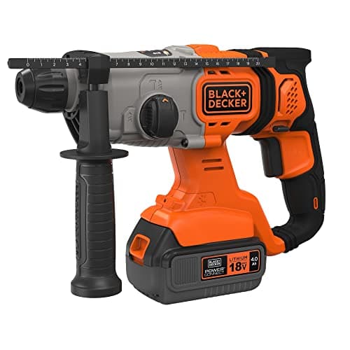 BLACK+DECKER BCD900M1K-QW 18V SDS-Plus Cordless Drill Hammer 4.0Ah Battery, 2A Charger, Case, Adjustable Handle, LED Lighting, - Image 3