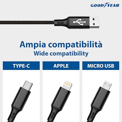 Goodyear 3 in 1 Lightning/Micro USB/USB-C Dual USB Cigarette Lighter Socket Charger 120cm Cable for Car - Image 8