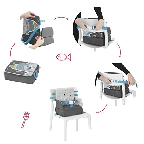Badabulle Yummy Travel Children's Chair Riser, Lightweight & Folding, Ultra Compact, Universal, Suitable for All Chairs, Integrated Divided Storage - Image 6