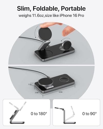 EXW Charging Station for iPhone 17 16 15 14 13 12 Pro/Max/Plus, Apple Watch 9 8 SE 7 6 5 4 3 2, Airpods 2/3/Pro, Charging Dock, Fast Wireless Charger (All Black) - Image 4