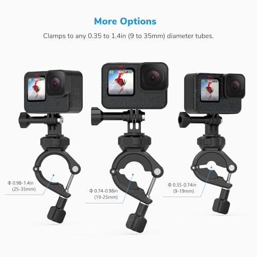 Handlebar Clamp Mount Motorcycle Bike Clamp Mount Tube Mount Compatible with GoPro Hero 13 12 11 10 9 8 7 6 5 Session DJI Action Cameras - 360 Swivel - Image 4