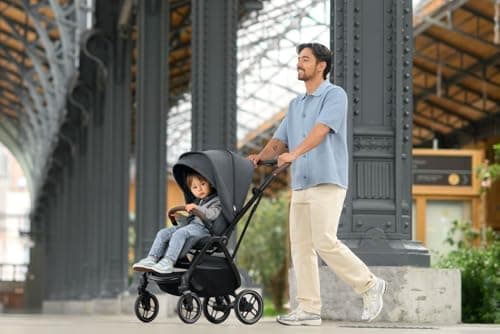 Maxi-Cosi Leona² Ultra Compact Lightweight Single Hand Folding Reversible Seat Stroller with Adjustable Backrest 3 Recline Positions Flat Recline 0-4 Years 0-22 kg Twillic Truffle - Image 8