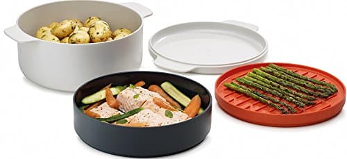 Joseph Joseph - M Cuisine - Set of 4 Stackable Microwaves - White Orange and Grey - Image 4