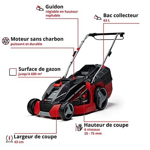 Einhell Cordless lawn mower GE-CM 43 Li M KIT Power X-Change (36V, cutting width 43cm, recommended area 500m²) Comes with 2 4.0 Ah batteries and charger - Image 4