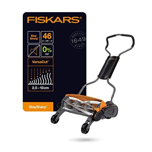 Fiskars Manual lawn mower, Cylinder mower with blade friction free cutting system, Cutting width: 46 cm, Black/Orange/Silver, StaySharp Max, 1000591 - Image 3