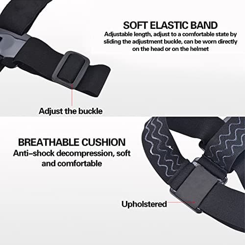 1 x Helmet Head Band for Action Camera, Head Strap Mount, Headband Head Holder, Accessories Compatible with GoPro Hero5/6/7, DJI, Insta360, Black, - Image 5