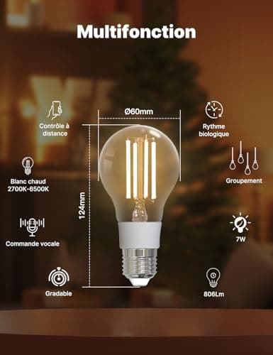 MOES Matter E27 Smart Vintage Light Bulb, WiFi LED Lamp, Dimmable, 2700K-6500K Warm & Cold White, Edison Bulb, Compatible with Apple Home, Alexa, Google Home, 2-Piece - Image 6