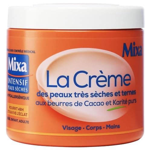 Mixa Intensif Peaux Sèches - La Crème des Peaux Très Sèches et Ternes - Multi Usages Visage, Corps, Mains, Pieds - Nourrit 48h et Ravive l'Éclat - Pénétration Rapide - Hypoallergénique - Pot 400 ml - Image 2