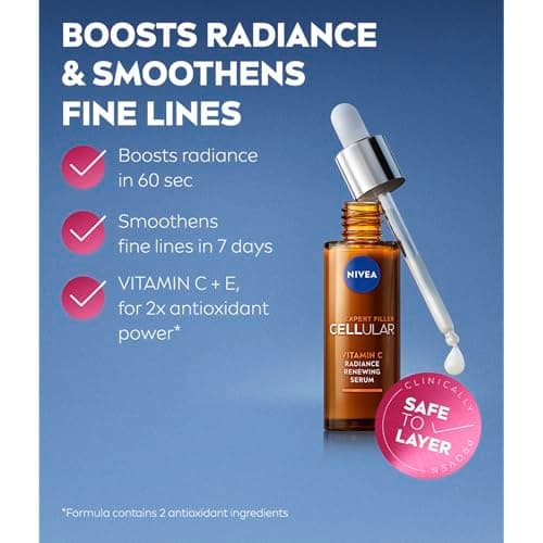 NIVEA Cellular Expert Filler Vitamin C Radiance Serum (1x 30ml) - Face Serum Enriched with Vitamin C & E and Amino Acids - Concentrated Care for a Luminous Complexion - Image 6