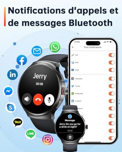 Men's Women's Smart Watch, 1.43 Inch AMOLED Smartwatch with Bluetooth Calls, Waterproof IP68 Sports Watch, 100+ Sport Mode with Pedometer, Heart Rate, SPO₂, for Samsung iPhone Android, Black - Image 5