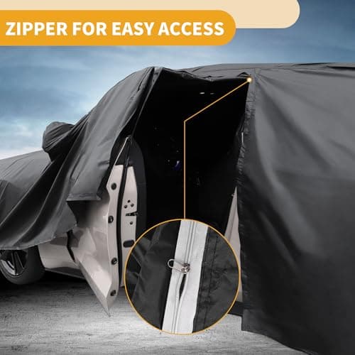 All Weather Waterproof Car Cover for Automobile Outdoor Anti-UV Sun Rain Full Protection Outdoor for Toyota Rav4 Black with Reflective Strips - Image 7