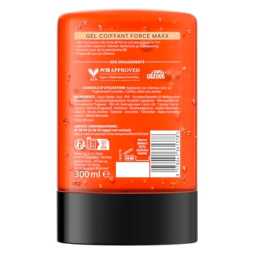 Taft - Schwarzkopf - Styling Tube Gel - Maxx Force Gel - Holds up to 72H - Very Strong Hold - Gentle on Hair - Long Lasting Hold - No Sticky Effect - Formula Provitamin B5-300ml - Image 3