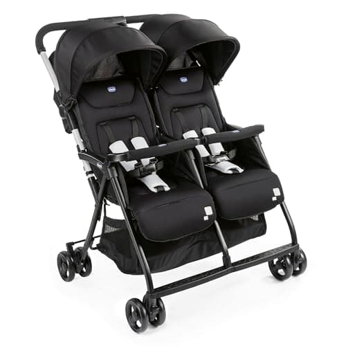 Chicco OHlalà Poussette Canne Double, Légère Inclinable et Pliable, Poussette pour Jumeaux de la Naissance à 15 kg, Fermeture Compacte, Inclus une Housse de Pluie, Capote Extensible - black night - Image 3