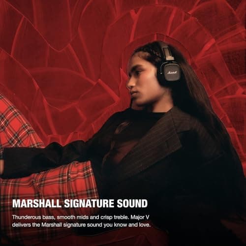 Marshall Major V Supra-Ear Bluetooth Headphones, Wireless Headphones, Foldable, Wireless Battery Life Over 100 Hours, Black - Image 5