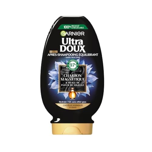 Garnier Ultra Doux Hydrating & Balancing Conditioner with Magnetic Charcoal & Black Flower - For Normal to Oily Hair - 200 ml - Image 2