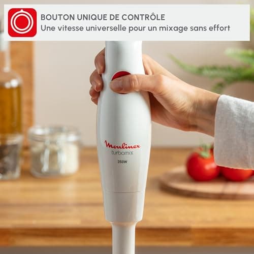 Moulinex Blender Stand, 350 W, Single Control Button, Dishwasher Safe Removable Parts, Durable Zelkrom Blades, Splash Guard Foot, Turbomix DD12A110, White - Image 6