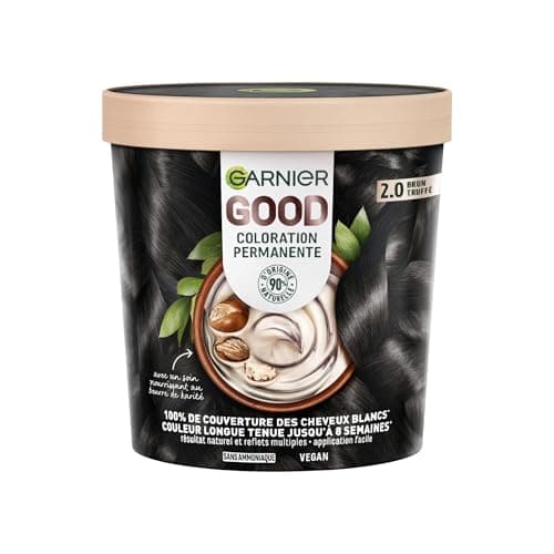 Garnier - Coloration Permanente - Sans Ammoniaque - 90% d'Ingrédients d'Origine Naturelle et Formule Vegan - Beurre de Karité - 100% Couverture Cheveux Blancs - Brun Truffé (2.0) - Good - Image 2
