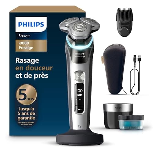Philips Rasoir i9000 Prestige, Rasoir électrique sec et humide, Dark Slate Nova, avec technologie Skin IQ, système Triple Lift & Cut, lames rotatives 360 Dual SteelPrecision, styler à barbe, XP9204/33 - Image 2