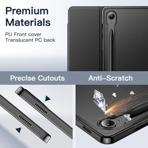 JETech Case for Samsung Galaxy Tab S10 Lite / S10 FE / S9 FE 10.9 Inch, Slim Folio Protective Case Cover with Stand Translucent Trifold Back, Support Charging of S Pen (Black) - Image 4