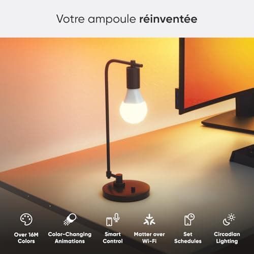 Nanoleaf Matter Essentials Pack de 2 Wifi Ampoules LED E27 Connectées RGBW - Lampes Intelligentes, Horaires personnalisés， Contrôle par App/Voix (Compatible Alexa, Apple, Google), Salon Bureau Gaming - Image 5