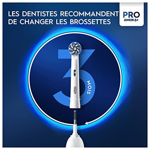 Oral-B Pro Junior Children's Electric Toothbrush, Effective yet Gentle Cleaning for Sensitive Teeth, Good Dental Hygiene For Children 6 Years +, 1 Charger, 1 Round Brush, Purple - Image 6
