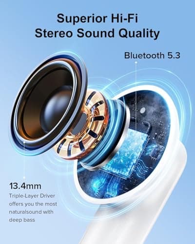 Wireless Bluetooth Headphones, Bluetooth 5.4 Wireless Earphones, Hi-Fi Stereo Sound Earphones, 50H CVC Playback Time Reduction Headphones for iOS Galaxy Xiaomi Oppo Android - Image 7