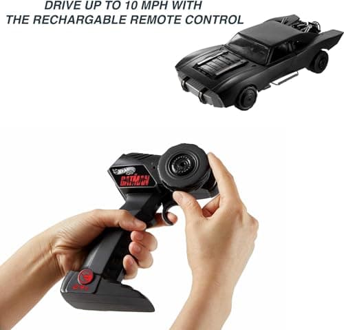 Hot Wheels The Batman Batmobile Radio Controlled 1/10 Scale Remote Control Vehicle with USB Rechargeable Remote Control Child Toy HCD19 - Image 4