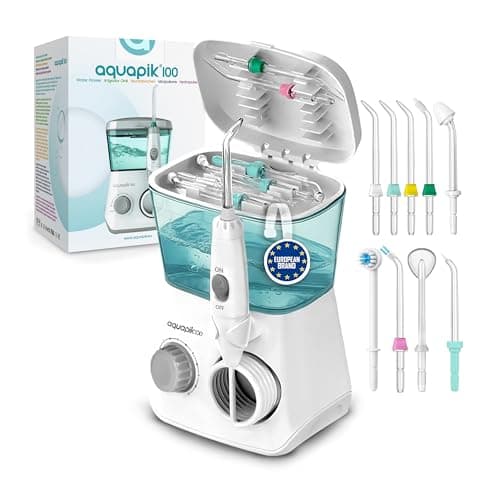 Aquapik Water Flosser IPX8 with 10 Pressure Levels, 9 Mouthpieces, 600 ml Tank, Ideal Orthodontics, Implants and Sensitive Gums White - Image 3