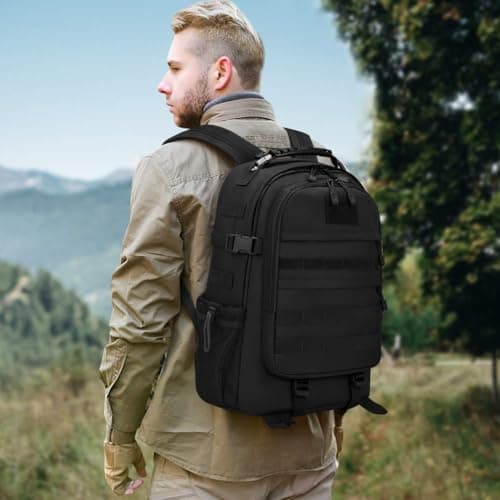 VINBAGGE Sac à Dos Randonnée Tactique Militaire 35L/40L Sac à Dos Imperméable USB Multifonction pour Outdoor Voyage Trekking Camping Chasse,Noir - Image 3