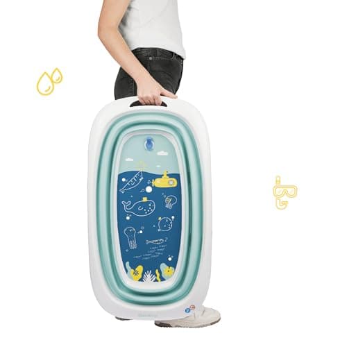 Badabulle Foldable Baby Bath – Ultra Compact – 35 L – Non-slip Feet – Drain Plug & Temperature Indicator – Handle for Transport and Drying - Image 5