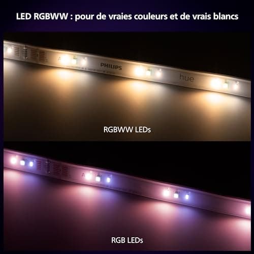 Philips Hue White and Color Ambiance, Kit de base ruban LED Lightstrip 3 mètres Smart LED pour l'intérieur - 1 pack - Contrôle avec Hue App - Fonctionne avec Alexa, Google Assistant et Apple HomeKit - Image 5